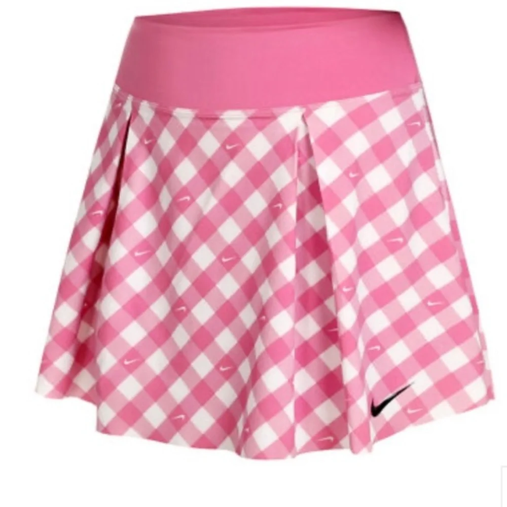 Nike Dri-Fit Club checkered Pink White Printed tennis Skirt skort size small new